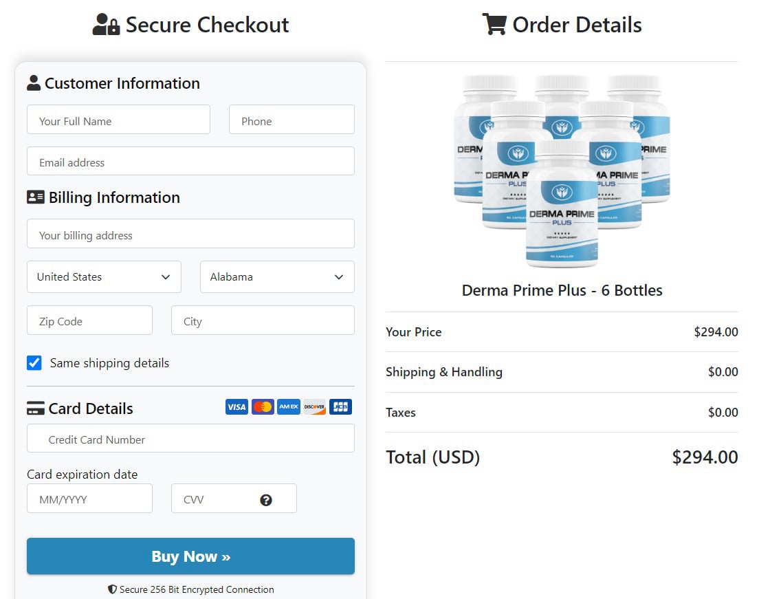 Derma Prime Plus order page